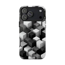 Phone Ink - Case for iPhone/Galaxy/Pixel - Geometric Cubes High Contrast