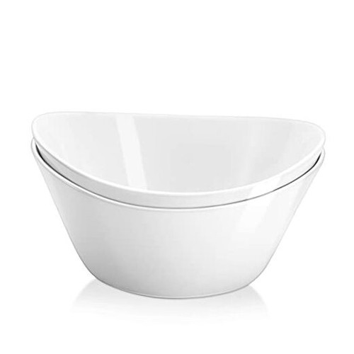 Salad Bowls Set, 48 Ounces Porcelain Serving Bowls for Kitchen, Large White