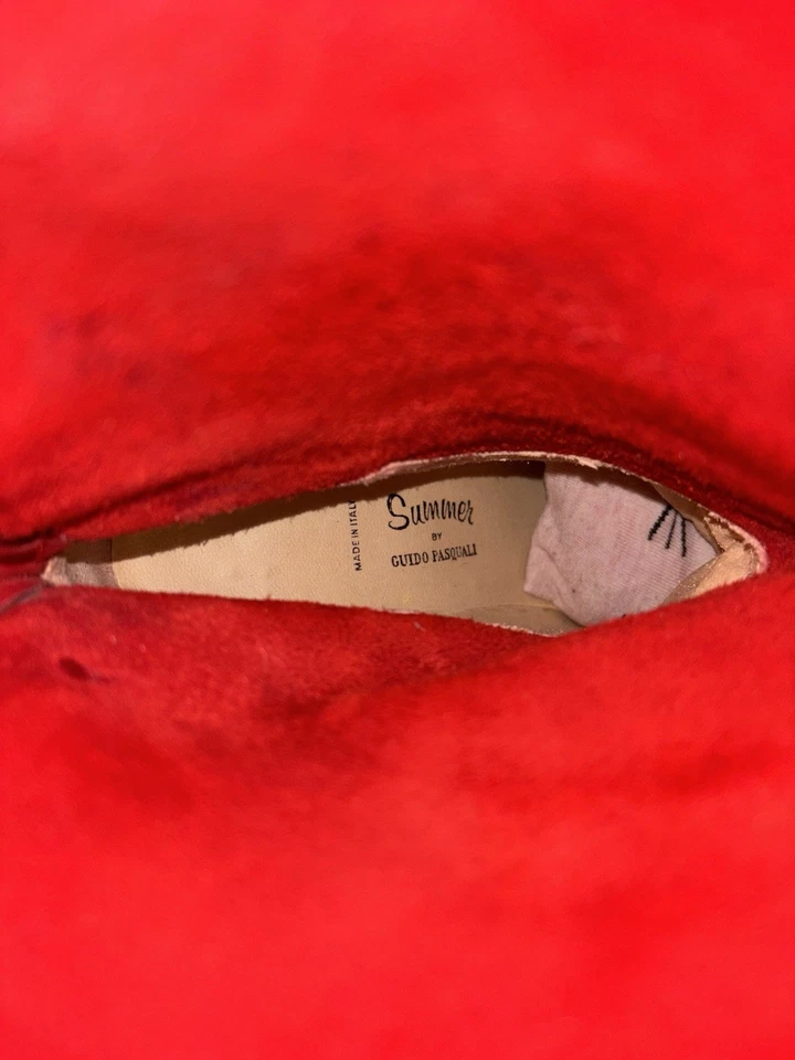 Botines Guido Pasquali de gamuza roja raros años 80 | Tacones italianos vintage Foto 2 de 4