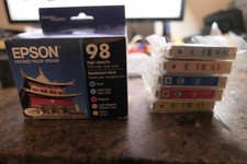 NEW SEALED GENUINE - EPSON 98 5-PACK INK CARTRIDGES - T098920 Exp. 2022 Open Box
