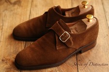 Crockett & Jones Grosvenor Brown Suede Monk Buckle Shoes Men's UK 8 US 9 EU 42