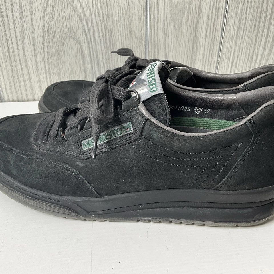 Tenis con cordones de cuero negro Mephisto Rush para mujer talla 9 - Foto 4 de 4