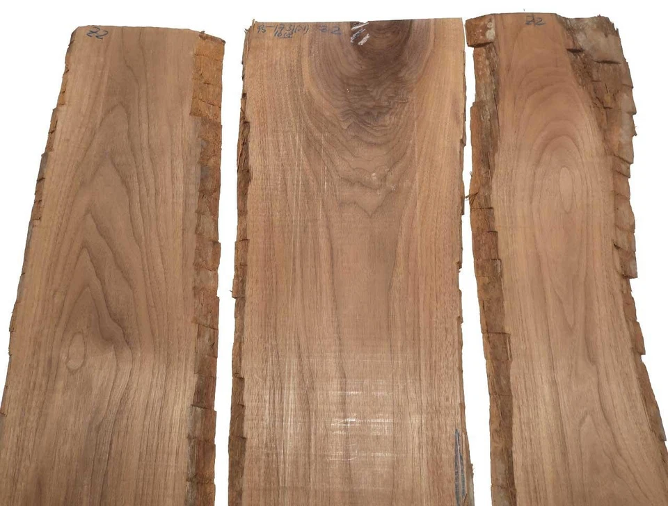 3x Walnussholz Nussbaumholz 95x17-31cm x 16-18mm #Z2 - Bild 2 von 4