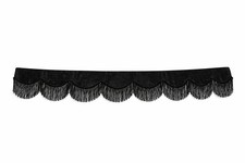 Dutch Style Front Window Curtain Black Plush Velvet with Black Fringes for Truck