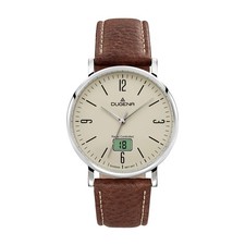 Dugena Herren-Armbanduhr 4460845 Mondo, Funk, Quarz, Edelstahl, Lederarmband, 5 