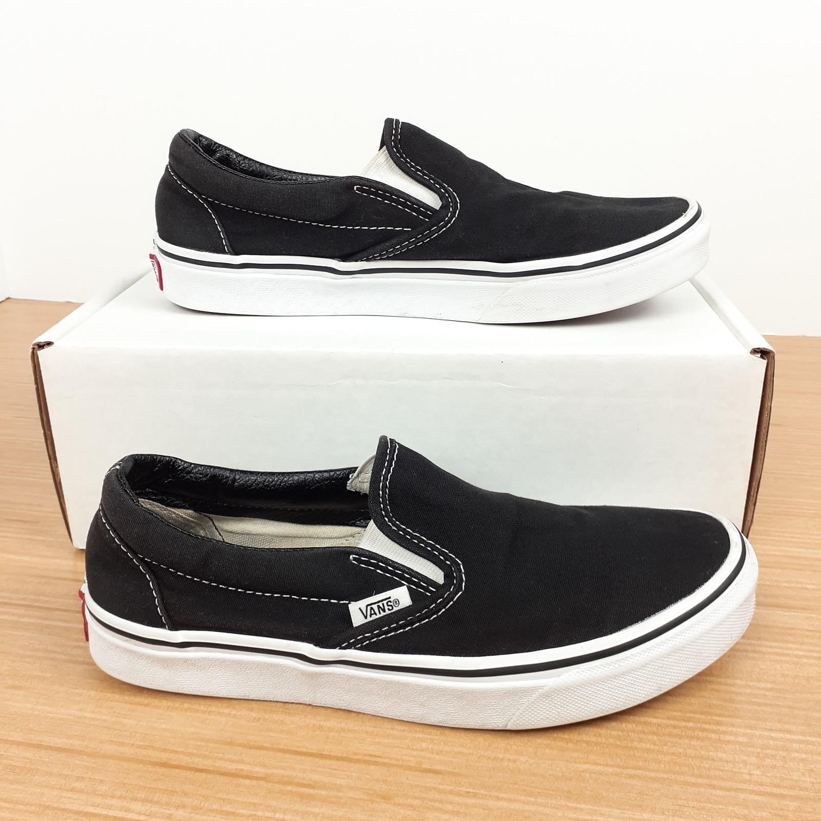 SAOLA Scarpa Vans classica slip on tela nera uomo 6 5 donna 8 skate casual