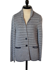 Amina Rubinacci Jacket Women's IT 46 US 10 Tweed Blazer Navy White Soft Viscose