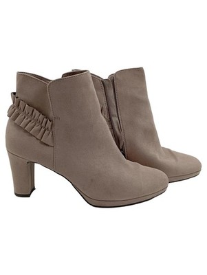 Tamaris Damen Stiefeletten Gr. 39 Beige Rüschen Feminin Herbst/Winter