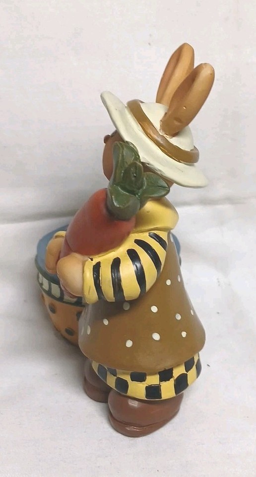 Bunny Rabbit With Carrot And Basket Hand Painted Spring Easter 4