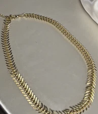 Charming Charlie Gold Tone Fern Leaf Choker Necklace | 18–20 Inch Adjust