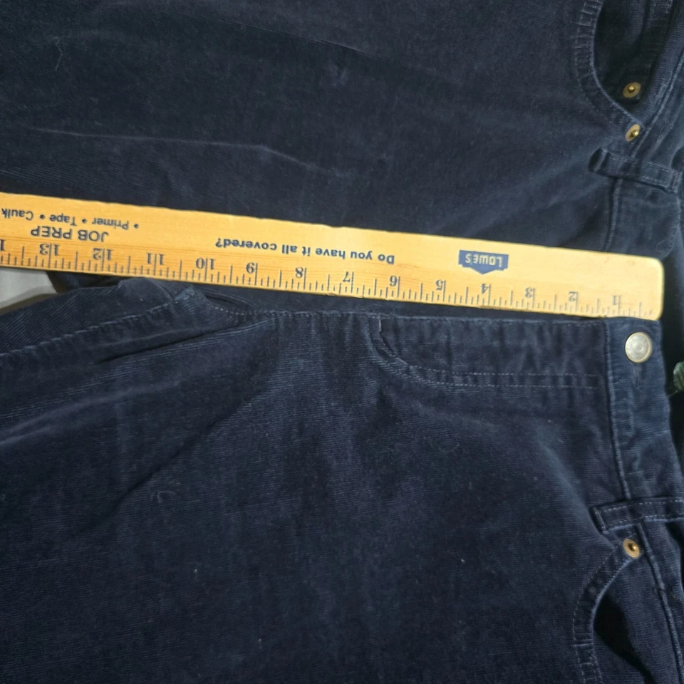 Pantalones Ralph Lauren LRL para mujer 14P Petite azul marino pana pierna recta Foto 3 de 4