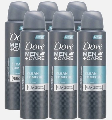 Dove Men+Care Clean Comfort Deodorant Body Spray, 150ml (Pack of 6)