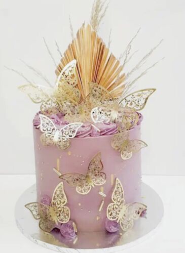 Schmetterling Aufkleber Folie Dekorationen Kuchen Deko Goldfarbe - Bild 1 von 9