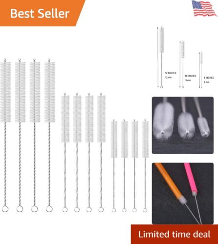 12-Piece Extra Long Stainless Steel Straw Cleaner Set - Dishwasher Safe