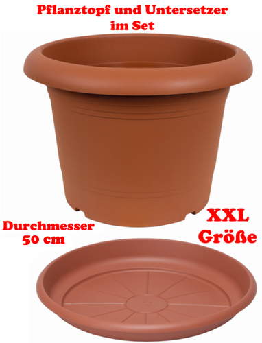 Blumentopf Pflanztopf Blumenkübel Pflanzkübel mit Untersetzer 50 cm