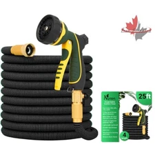 Durable Expandable Garden Hose - Lightweight, Kink Free, Leakproof - 25 FT Black