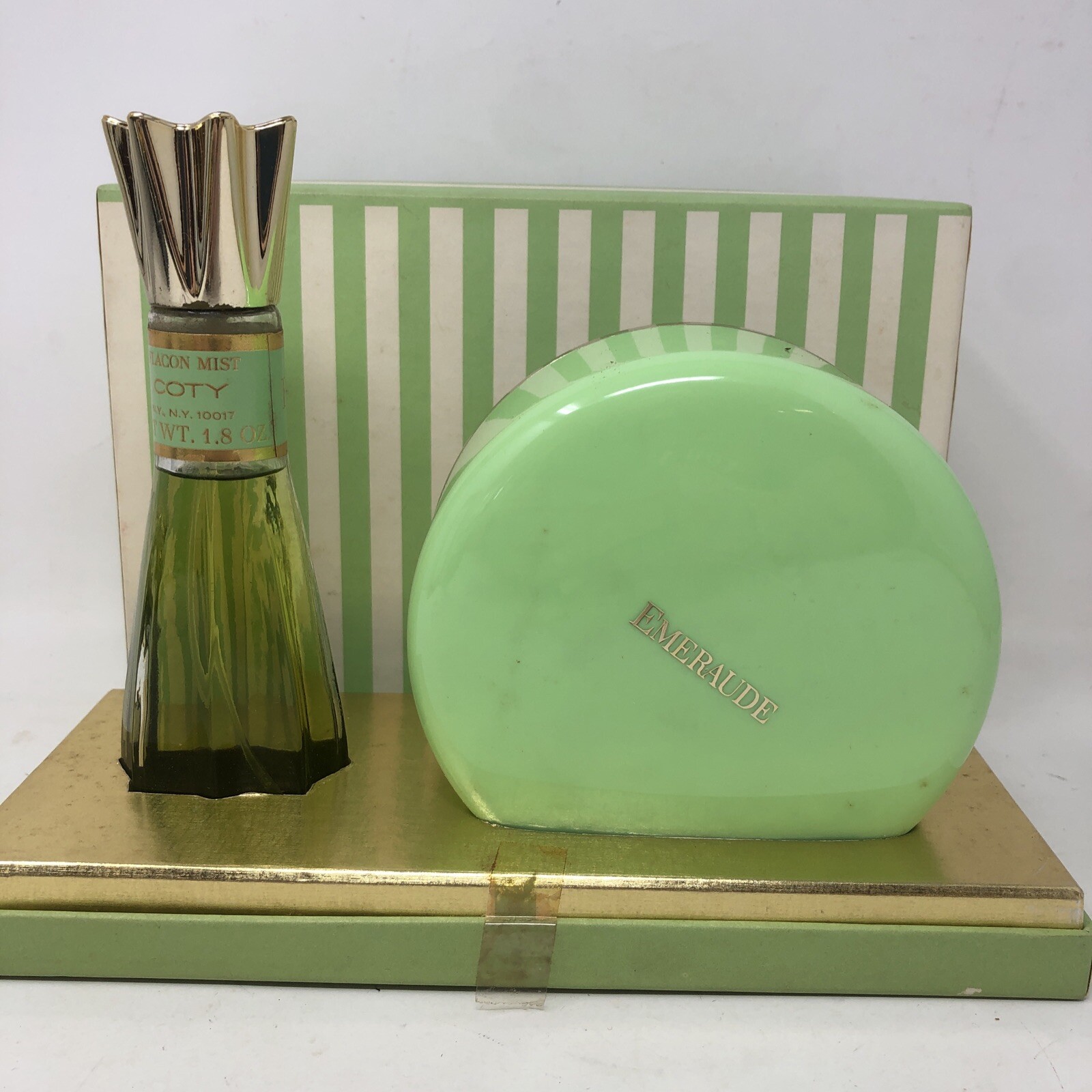 Vintage Emeraude by Coty Flacon Mist 1.8oz Dusting Powder 4 Oz Rare
