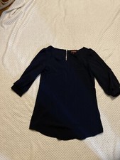 Christin Michaels Women Blouse Made In USA, Navy , Size L