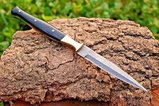 HAND FORGED DAMASCUS STEEL DAGGER THROWING BOOT KNIFE & HORN HANDLE EDC AH 1321