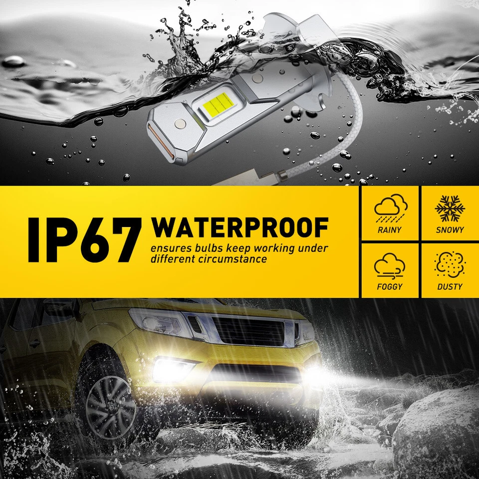 H3 LED Fog Light Bulb Conversion Kit Super Bright Canbus Super White High Power - Image 4 of 4