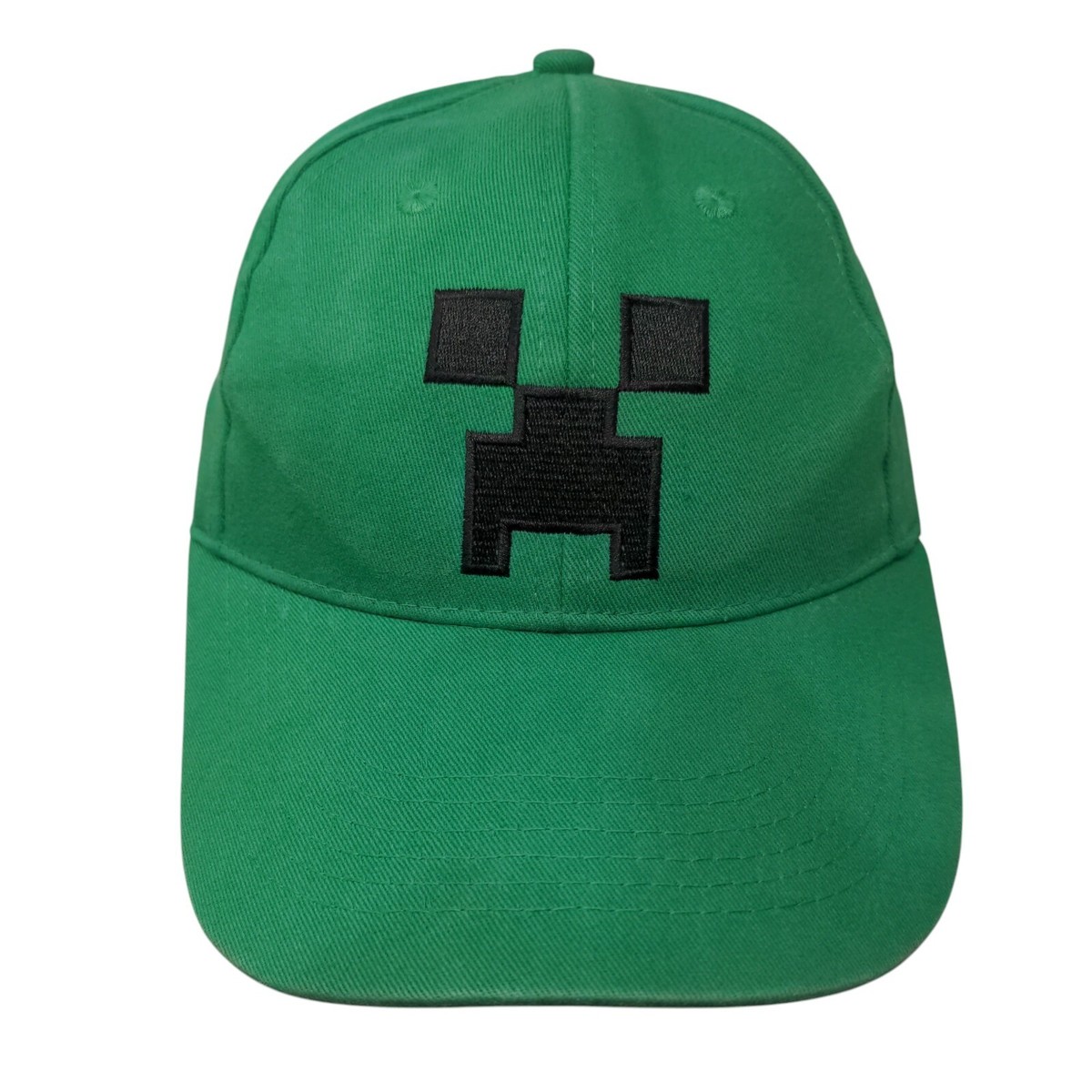 Minecraft Creeper Face Snapback Hat Green One Size Adjustable