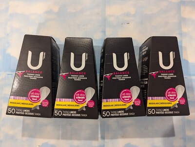 LOT (4) U BY KOTEX BALANCE DAILY WRAPPED THONG LINERS REGULAR 50 COUNT EACH