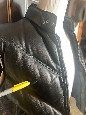 Vtg 80s 90s Hip Hop GOOSE COUNTRY Bomber Down LEATHER Puffer Vtg 80s 90s Hip Hop GOOSE COUNTRY Bomber Down LEATHER Puffer