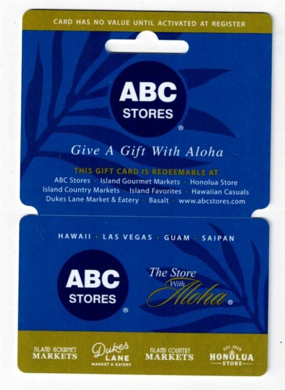 ABC Stores Gift Card -Give A Gift With Aloha - Hawaii, Las Vegas