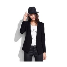 MADEWELL Modern Blazer in Classic Black Collarless Single Button Size 0