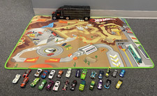 Hot Wheels Vehicles Lot of 26 w/ Activity Mat  Truck Storage Carrying Case