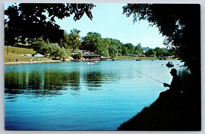 Wheeling West Virginia~Oglebay Park~Schenk Lake~Fishing~1960s Postcard
