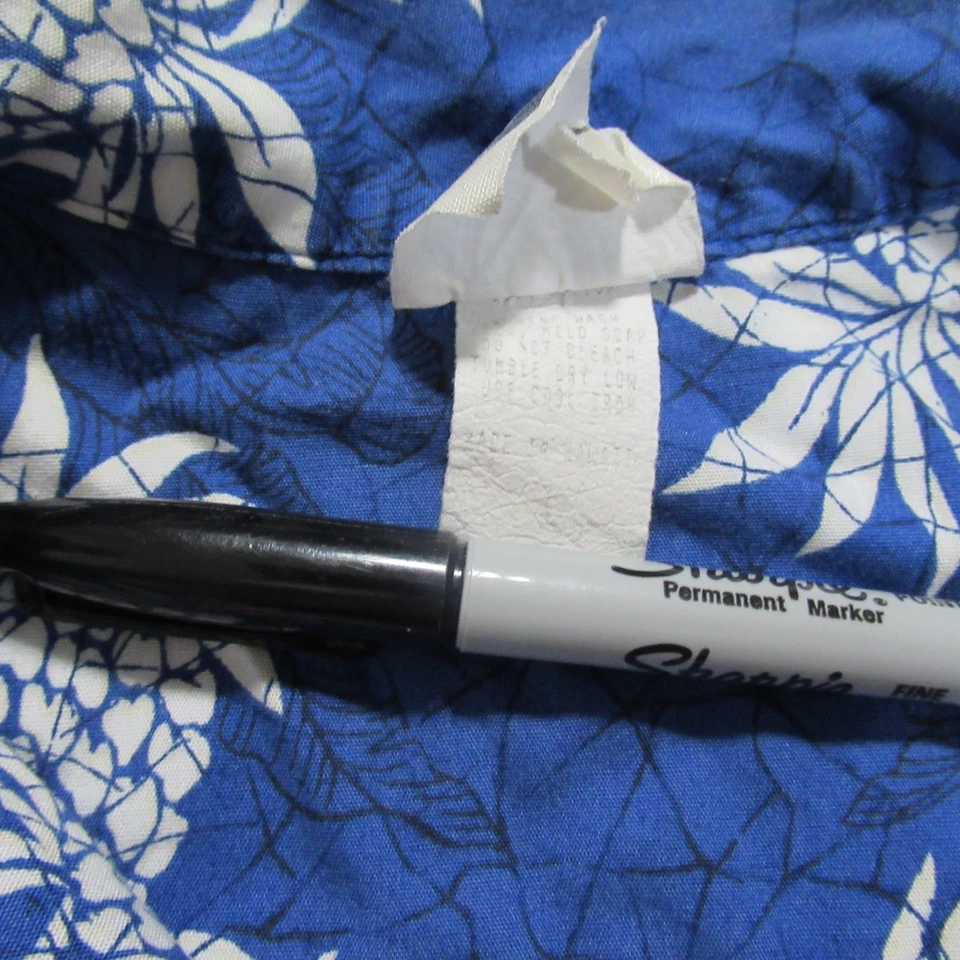 Camisa Hawaiana Azul Líquido Grande Azul Vintage Estampado Completo Piña Abotonada Foto 4 de 4