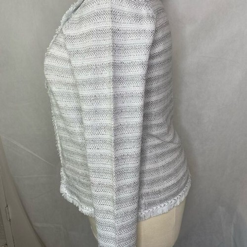 NWT Chicos Ladies sequence gray striped cardigan sweater size 2 Large size 12 - Picture 6 of 15