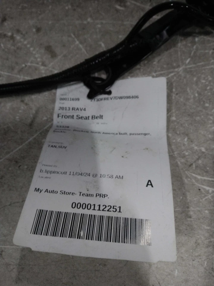 2013 Toyota RAV4 OEM Tan Seat Belt - Used, 84K Miles, Genuine Parts - Image 2 of 3