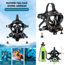 Silicone Full Face Mask Anti-Fog Diving Goggles Underwater Breathing Snorkel Kit