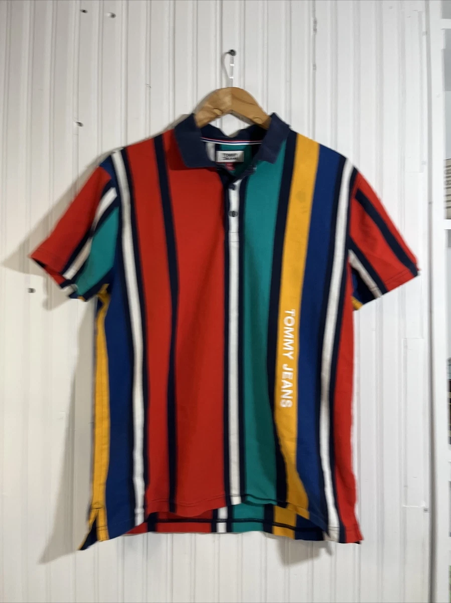 Tommy jeans vertical clearance stripe polo shirt