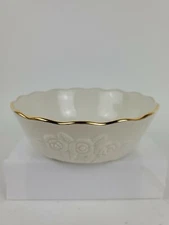 LENOX China Rose Blossom Candy Condiment Nut Bowl Dish 24 K Gold Trim 5-1/2 x 2"