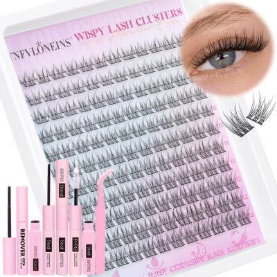 Wispy Lash Clusters Kit Natural Lash Extension Kit 9-12MM Cluster Eyelash Extens
