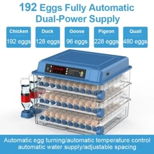 192 Eggs Incubator Pigeon Rutin Chicken Incubator Auto Waterbed Replenishment