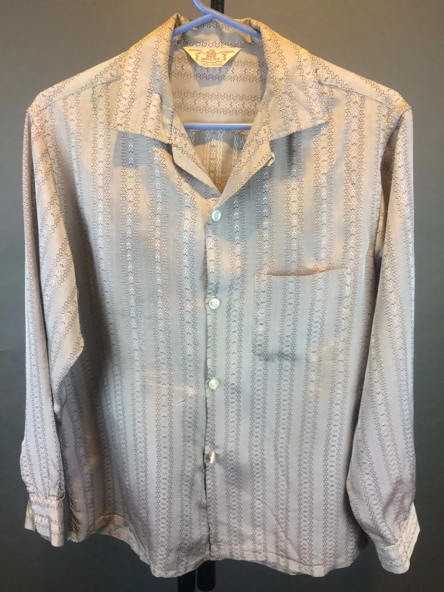 Vintage 1950's Brent Brand Men's Long Sleeve Rayon Shirt
