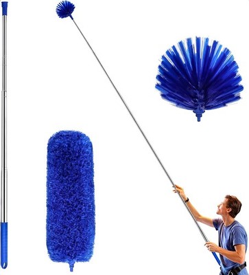 Microfiber Ceiling Fan Duster & Cobweb Cleaning Brush Cleaner Kit Extension Pole