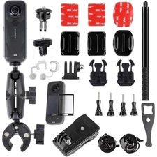 Motorcycle Handlebar Mounting Bundle Kit for Insta360 X5 Action Accessories Set