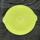 Fiesta Green Round Ceramic Platter with Handles, Glossy Solid Art Pottery