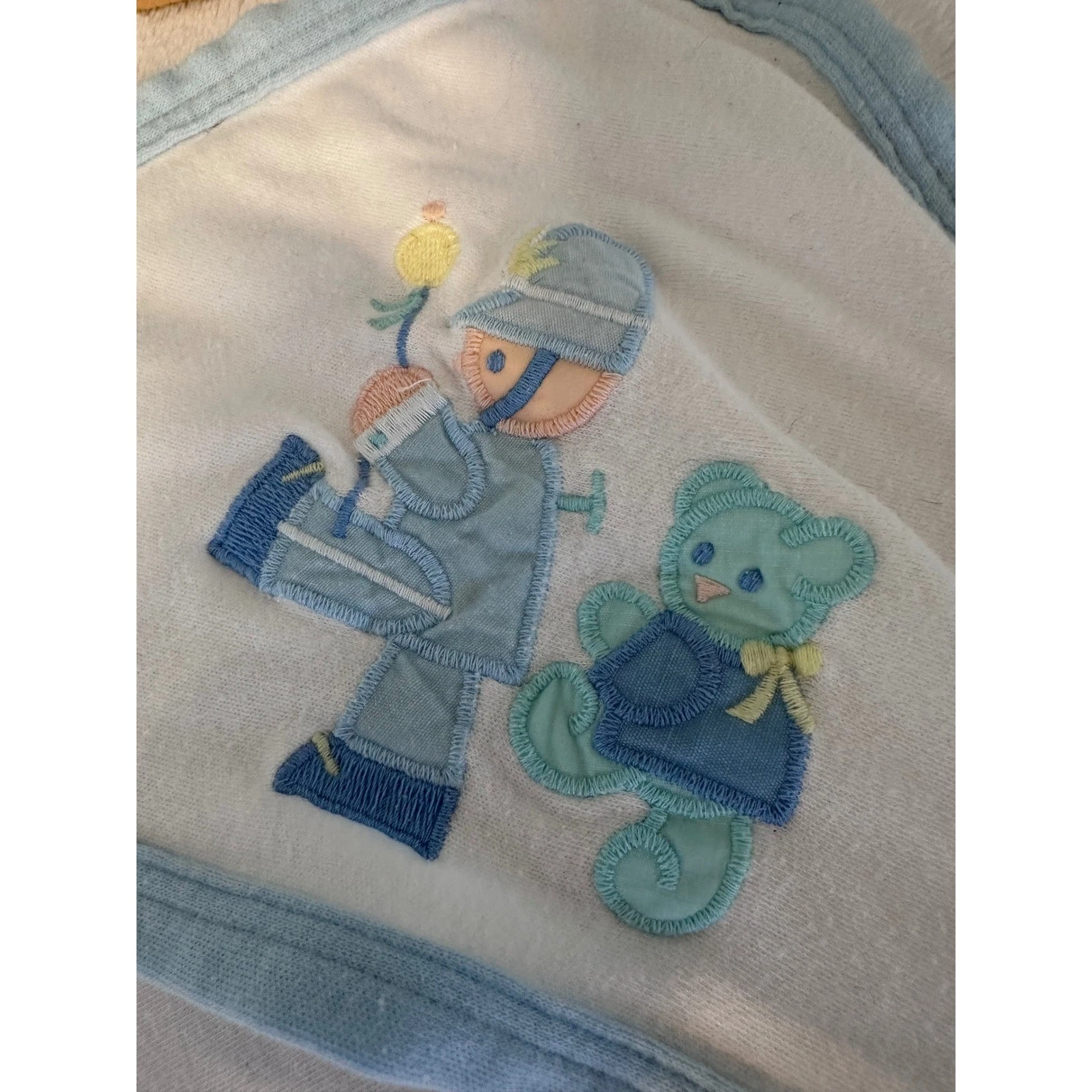 Patsy Aiken Designs Vintage Hooded Baby Towel Blue White Boy Bear Embroidered
Opens in a new window