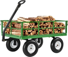 680 Lbs Steel Garden Cart on Wheels, Heavy Duty Garden Wagon Cart Pullable, 