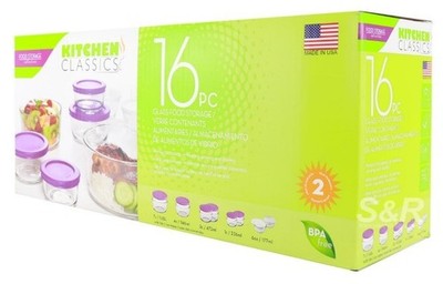 Glass food Containers Kitchen Classics 16 PC Glass Food Storage