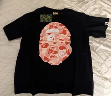 BAPE ABC Camo Big Ape Head T-shirt Black Pink | A Bathing Ape Small