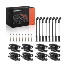 A-Premium 8 Ignition Coils with 8 Spark plug Wires and 8 Iridium Sp... Fast Ship