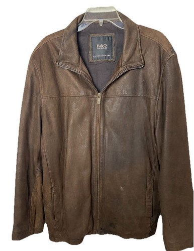 R&O By Reilly Olmes Men’s Genuine Nubuck Leather Bomber Biker Jacket L Brown