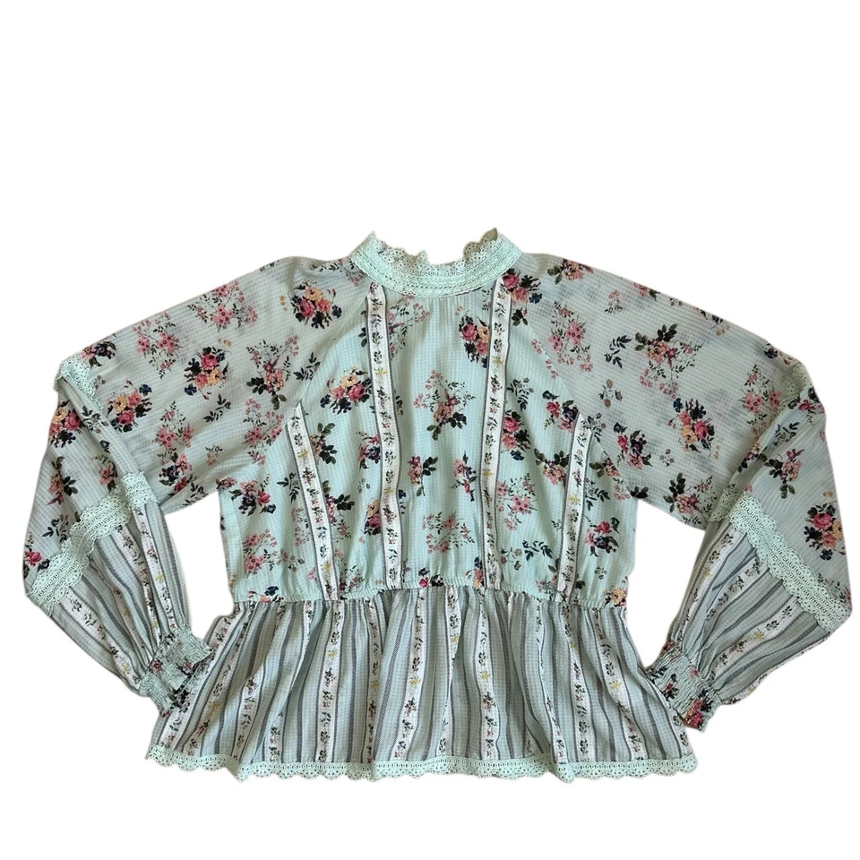 Блузка кружевная с цветочным узором Anthropologie Hemant & Nandita Amour размер XL Cottagecore Prairie - Изображение 4 из 4